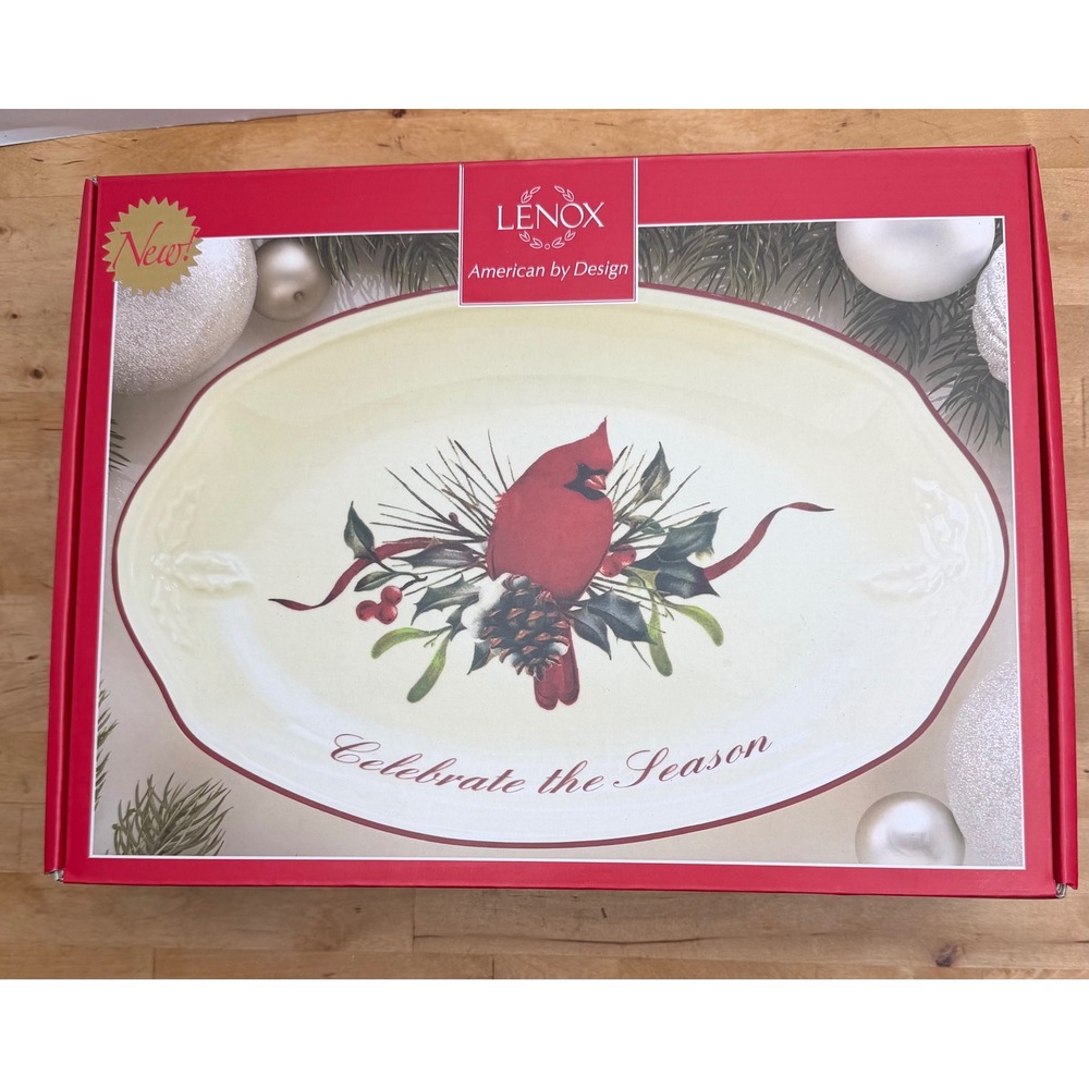 Lenox Winter Greetings Celebrate the Season Oval Serving Tray Platter 10.5" NIB